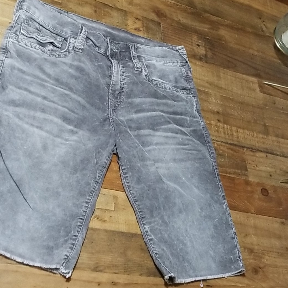 Grey corduroy True Religion shorts